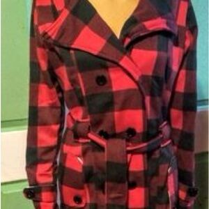 Plaid Double-Breasted Women's Jacket/ peacoat